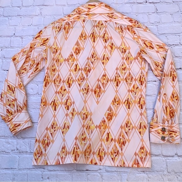 Vintage 60s Roberto Firenze Pastel abstract Collar Top size 12 - Picture 5 of 7